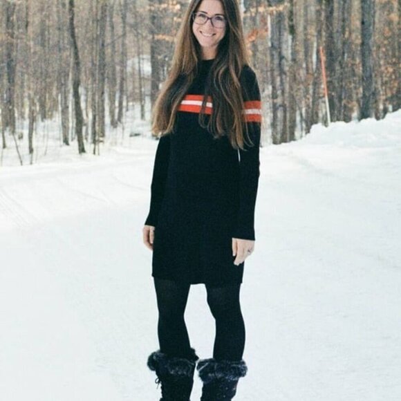 Lulus Blaire Black Striped Ribbed Bodycon Sweater Dress Size XL - Picture 9 of 11